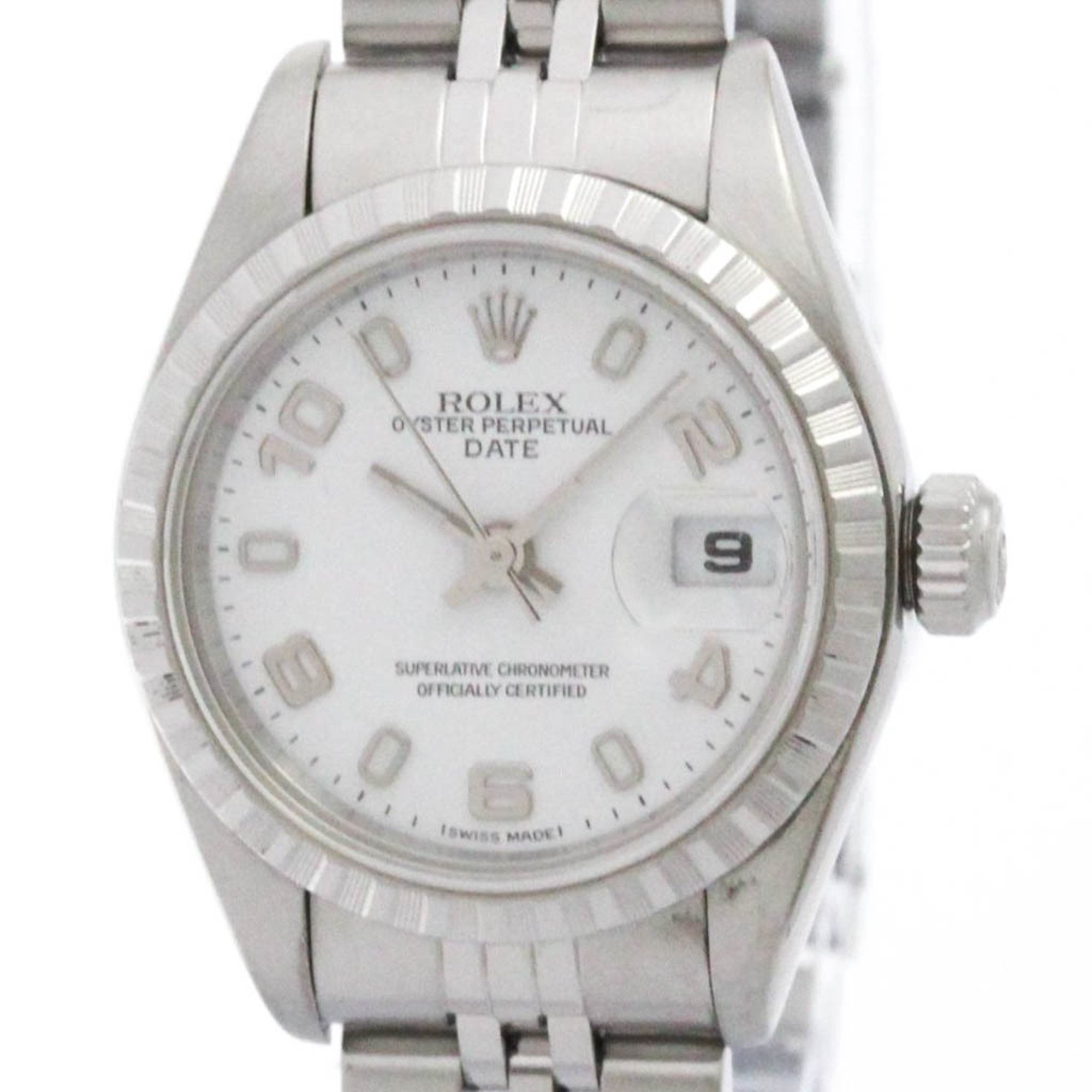 rolex oyster perpetual date p serial steel automatic ladies watch polished